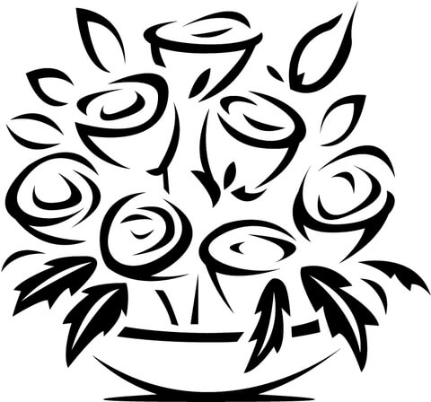 Online coloring book: Coloring book modest bouquet of roses in a vase